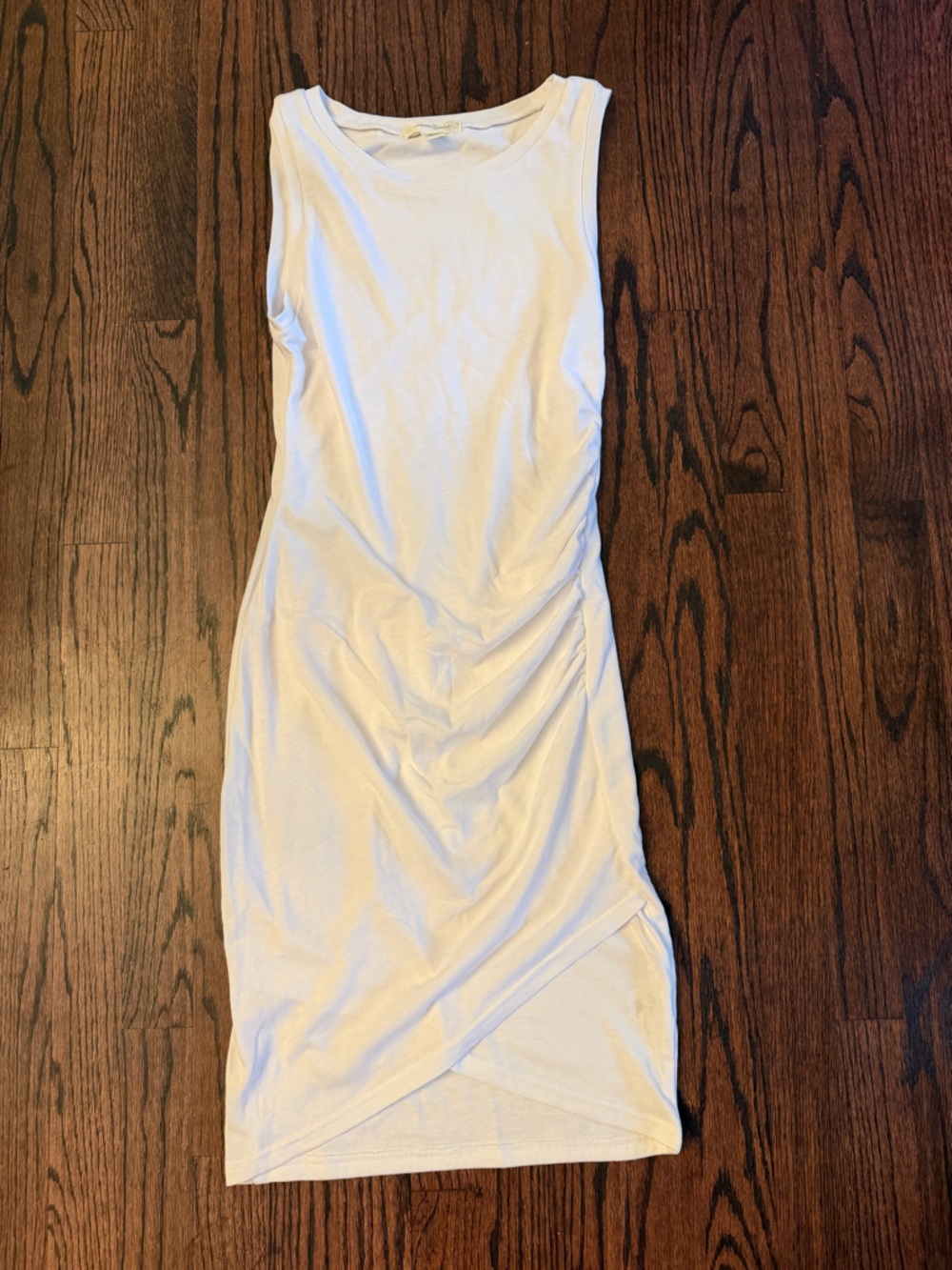 Treasure & Bond Cream Sleeveless Ruched Tulip Hem Midi Dress